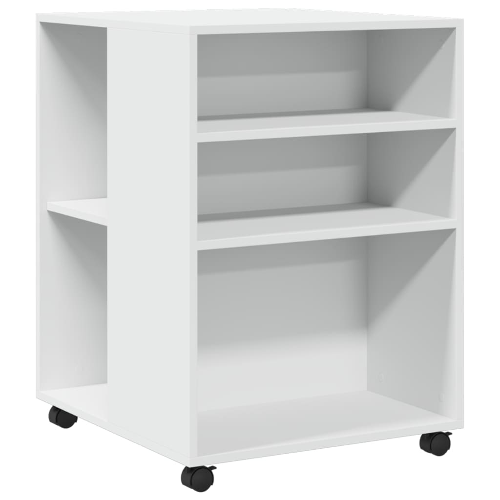 sidebord med hjul 55x60x78 cm konstrueret træ hvid