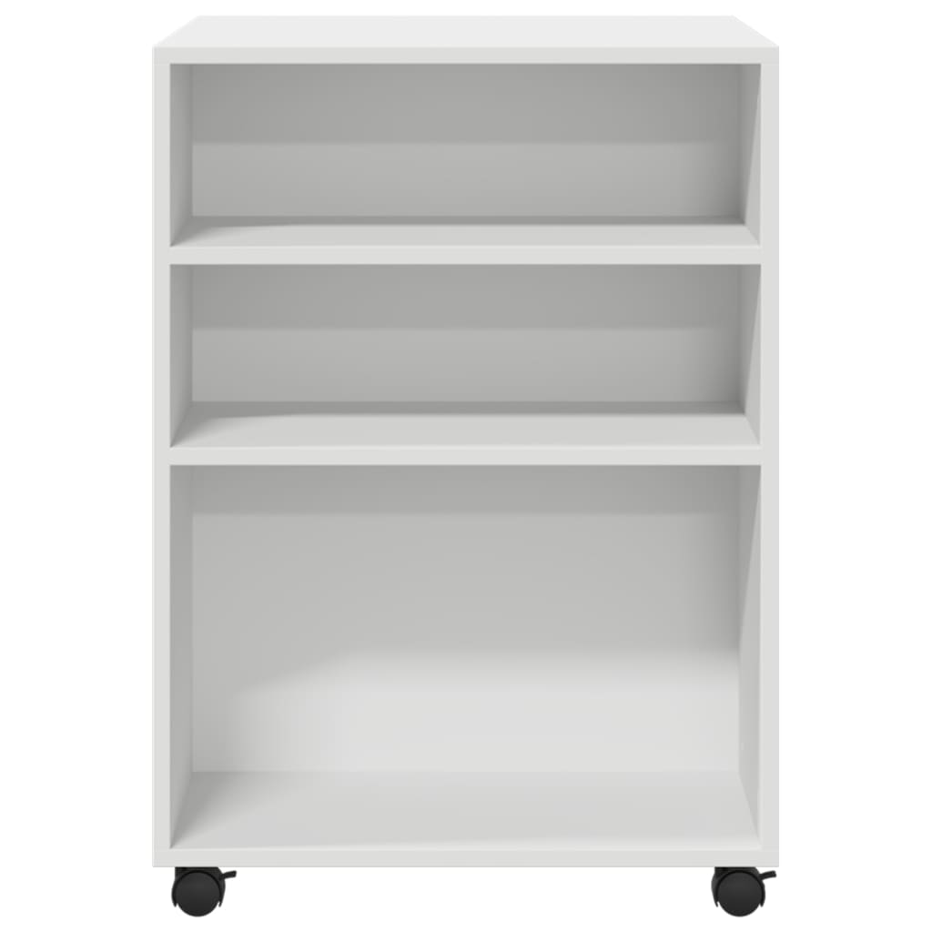 sidebord med hjul 55x60x78 cm konstrueret træ hvid