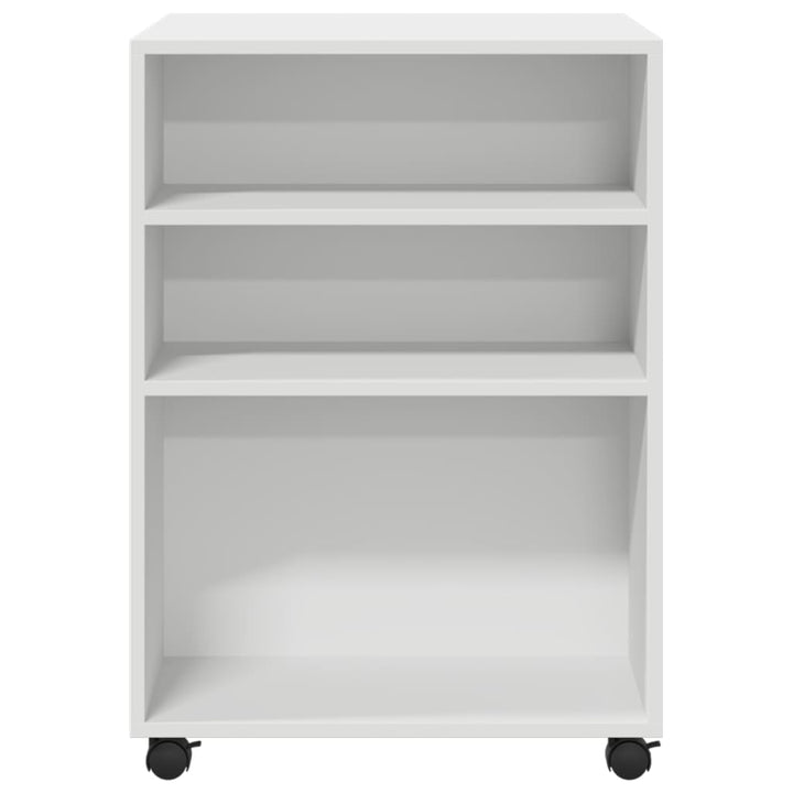 sidebord med hjul 55x60x78 cm konstrueret træ hvid