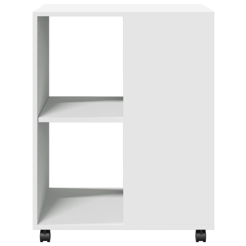 sidebord med hjul 55x60x78 cm konstrueret træ hvid