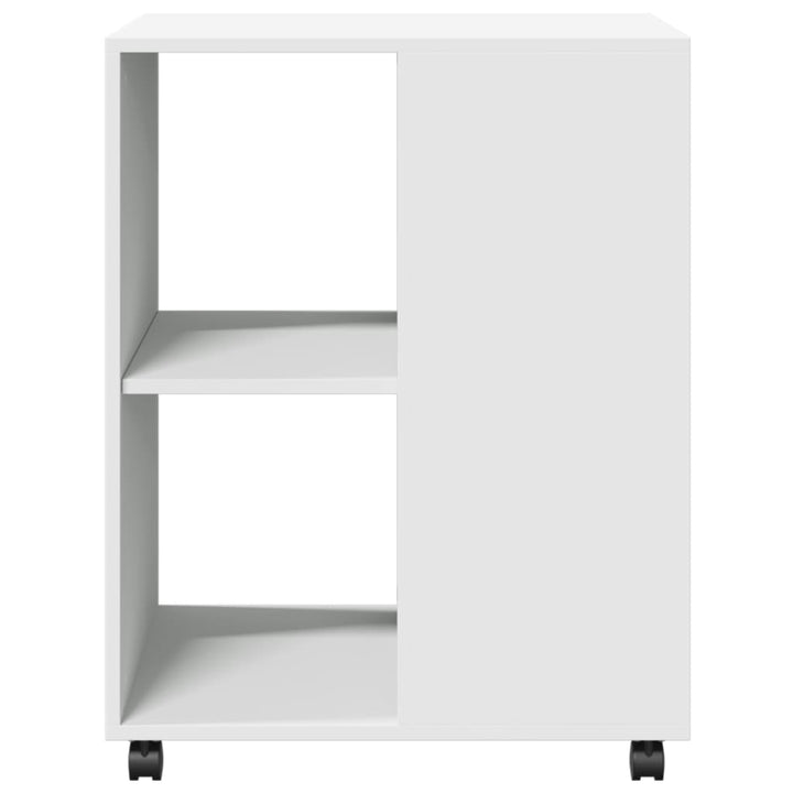 sidebord med hjul 55x60x78 cm konstrueret træ hvid