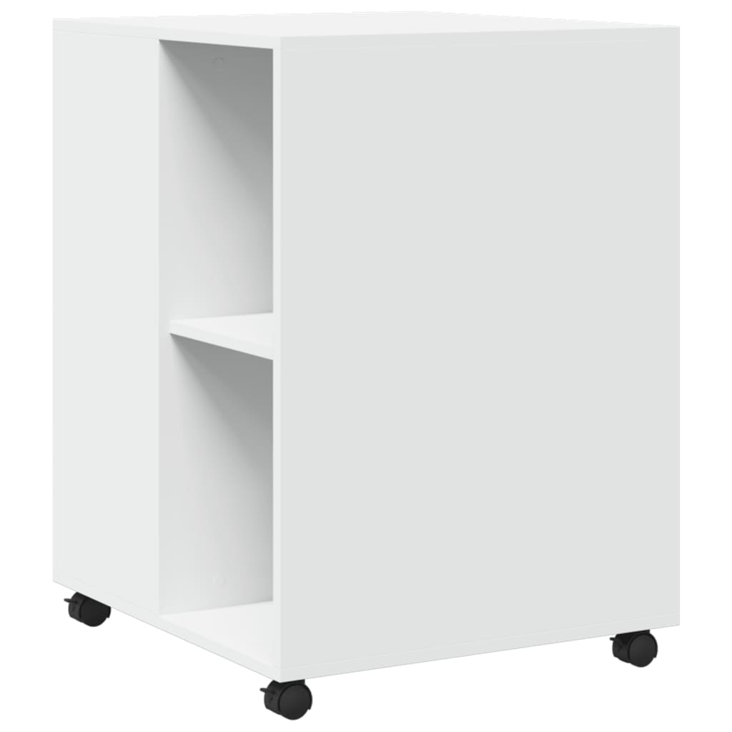 sidebord med hjul 55x60x78 cm konstrueret træ hvid