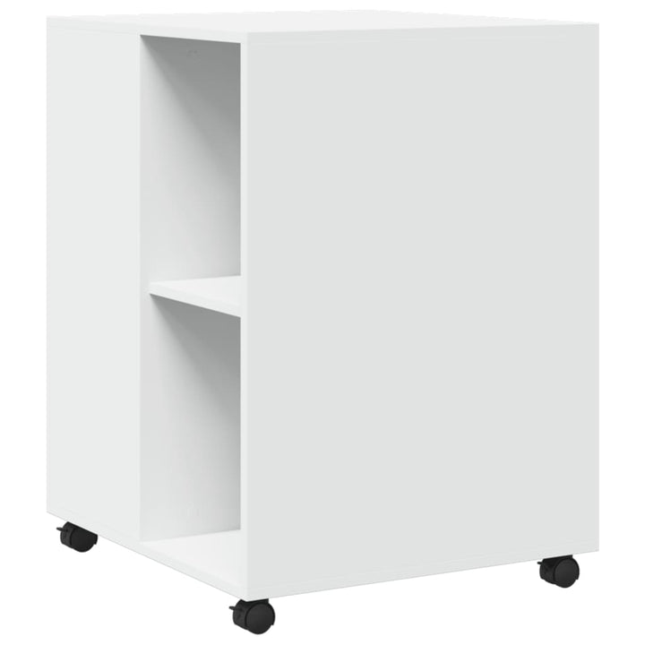 sidebord med hjul 55x60x78 cm konstrueret træ hvid