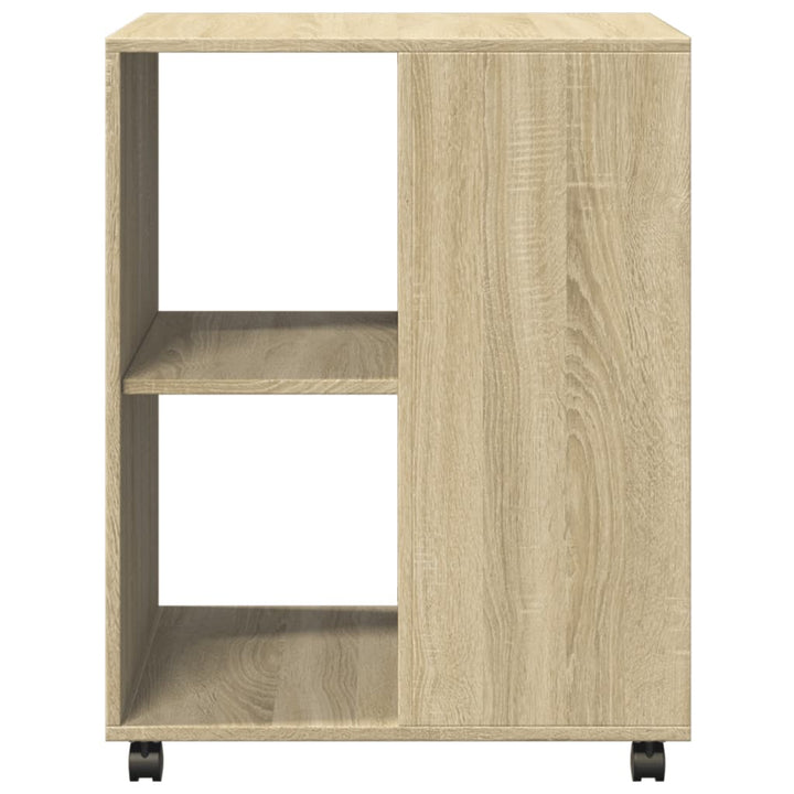 sidebord med hjul 55x60x78 cm konstrueret træ sonoma-eg