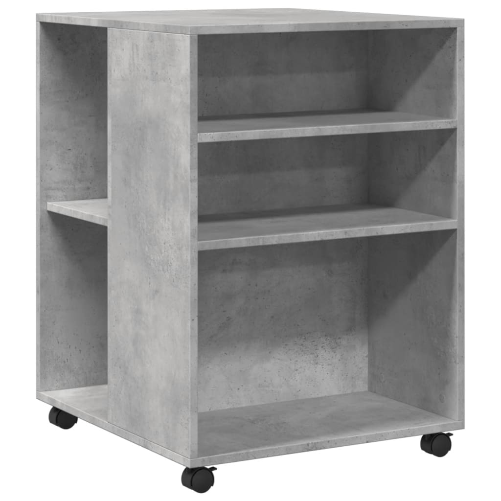 sidebord med hjul 55x60x78 cm konstrueret træ betongrå