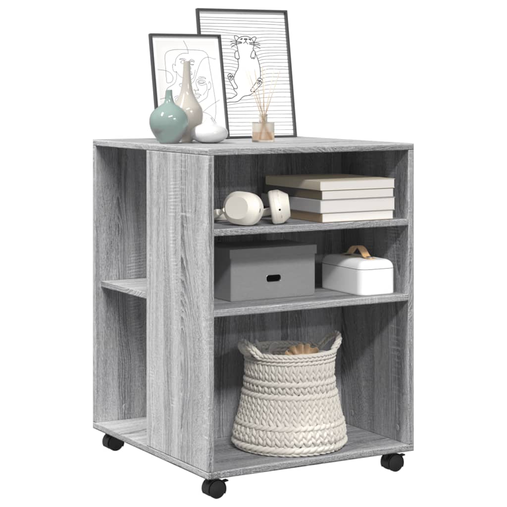 sidebord med hjul 55x60x78cm konstrueret træ grå sonoma-eg