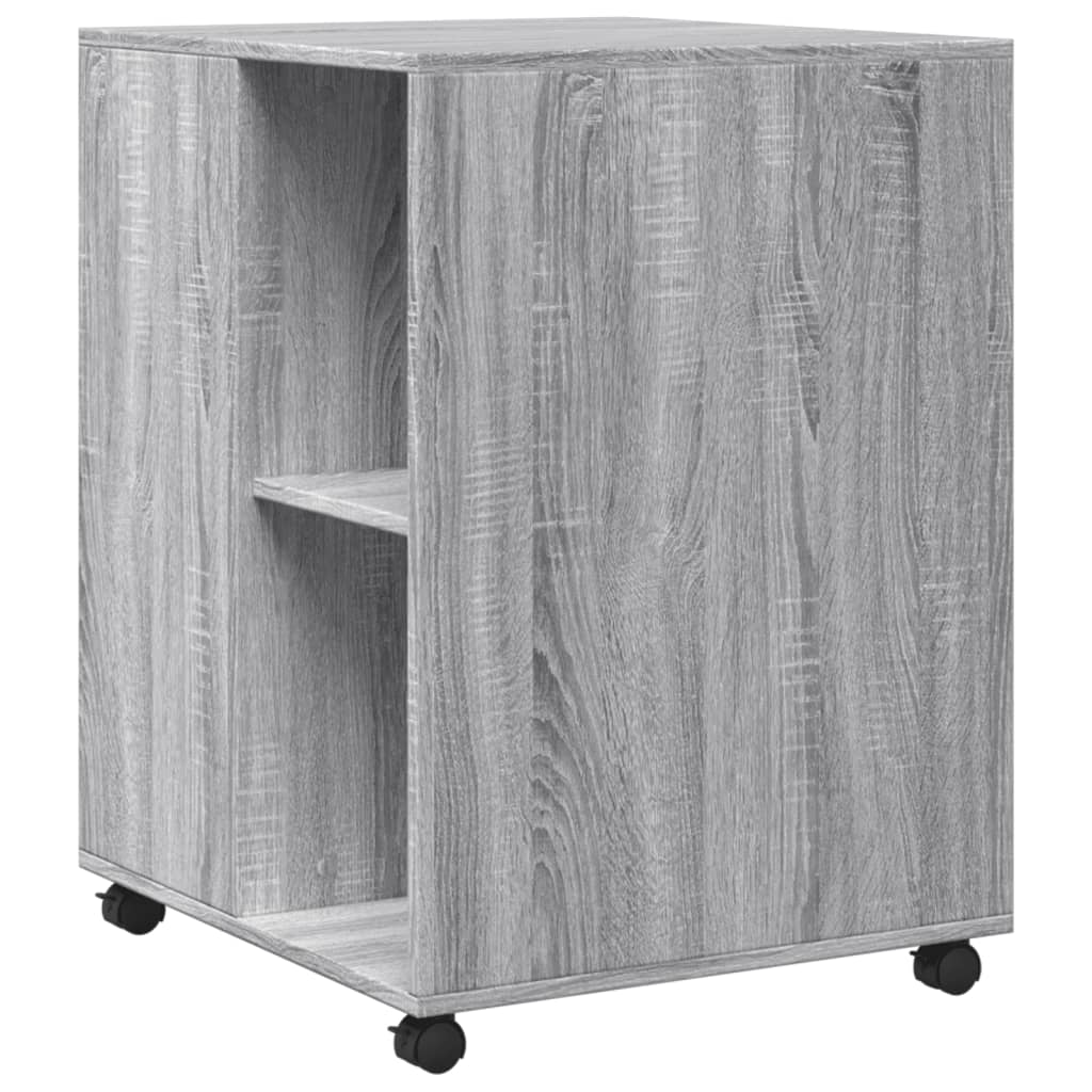 sidebord med hjul 55x60x78cm konstrueret træ grå sonoma-eg