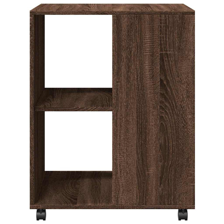 sidebord med hjul 55x60x78 cm konstrueret træ brunt egetræ