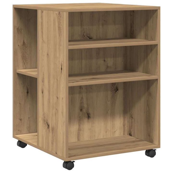 sidebord med hjul 55x60x78 cm konstrueret træ egetræsfarve