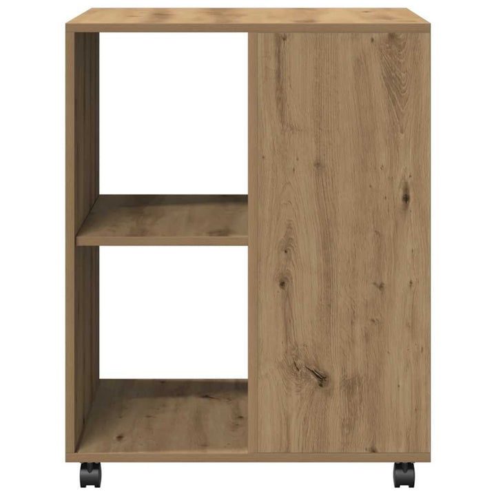 sidebord med hjul 55x60x78 cm konstrueret træ egetræsfarve