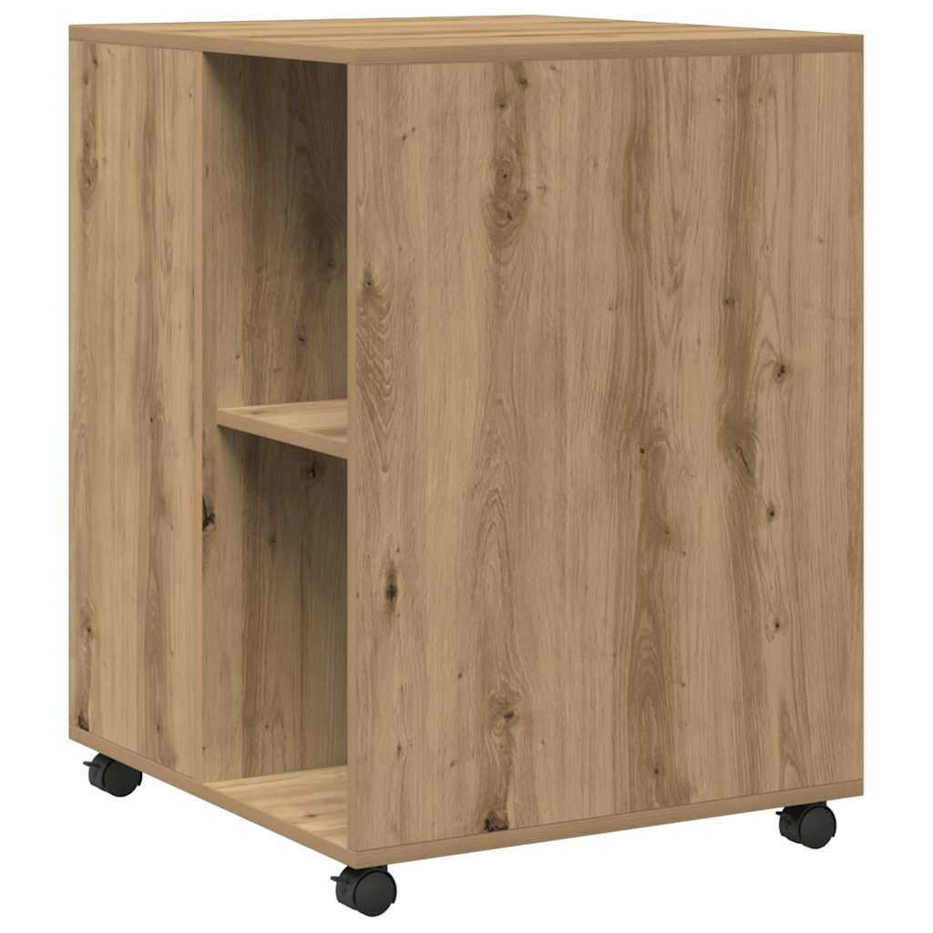 sidebord med hjul 55x60x78 cm konstrueret træ egetræsfarve