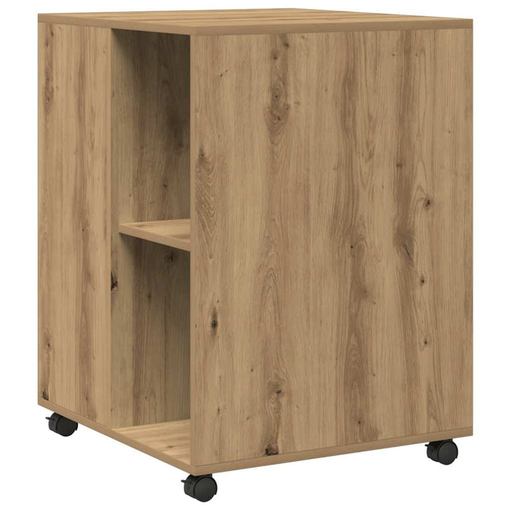 sidebord med hjul 55x60x78 cm konstrueret træ egetræsfarve