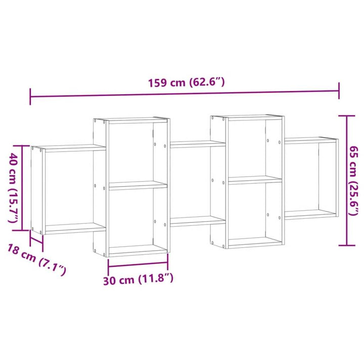 væghylde 159x18x65 cm konstrueret træ egetræsfarve