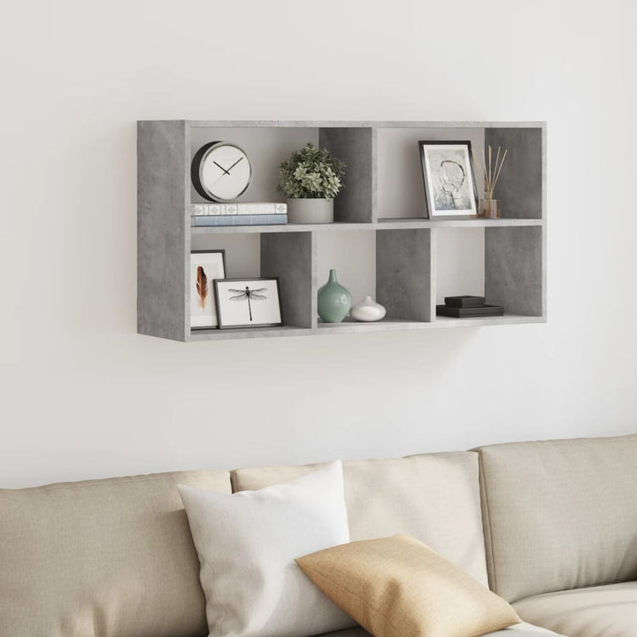 væghylde 100x25x50 cm konstrueret træ betongrå