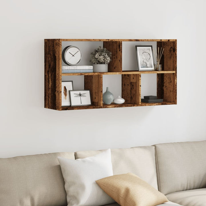 væghylde 100x25x50 cm konstrueret træ sort gammelt træ-look