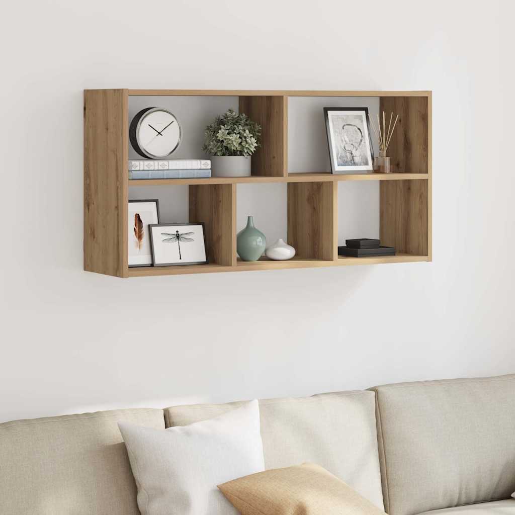 væghylde 100x25x50 cm konstrueret træ sort egetræsfarve