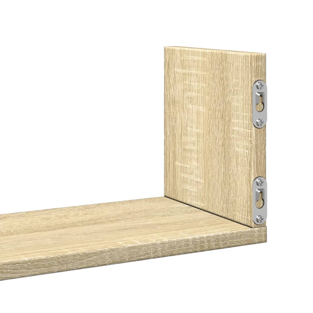 væghylder 3 stk. 80x18x18 cm konstrueret træ sonoma-eg
