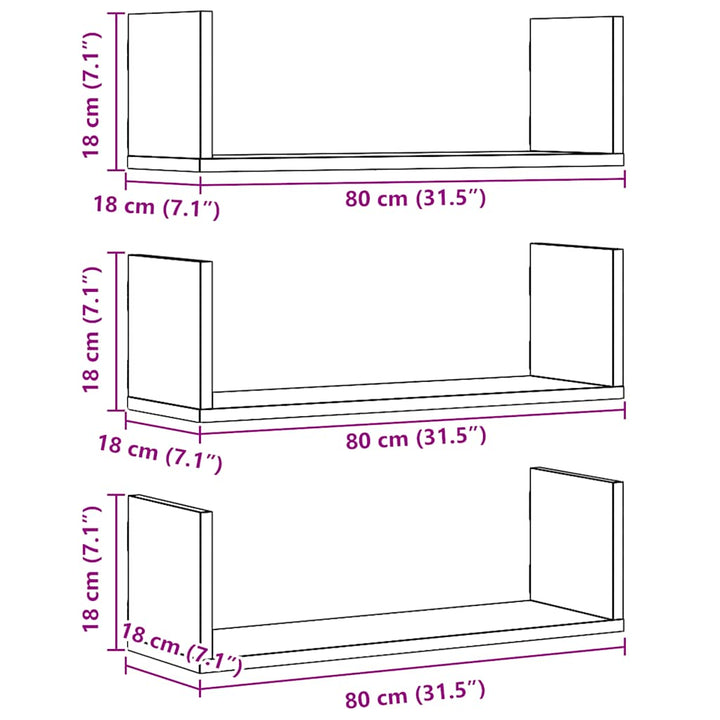 plantestativer 3 stk. 80x18x18 cm konstrueret træ egetræsfarve