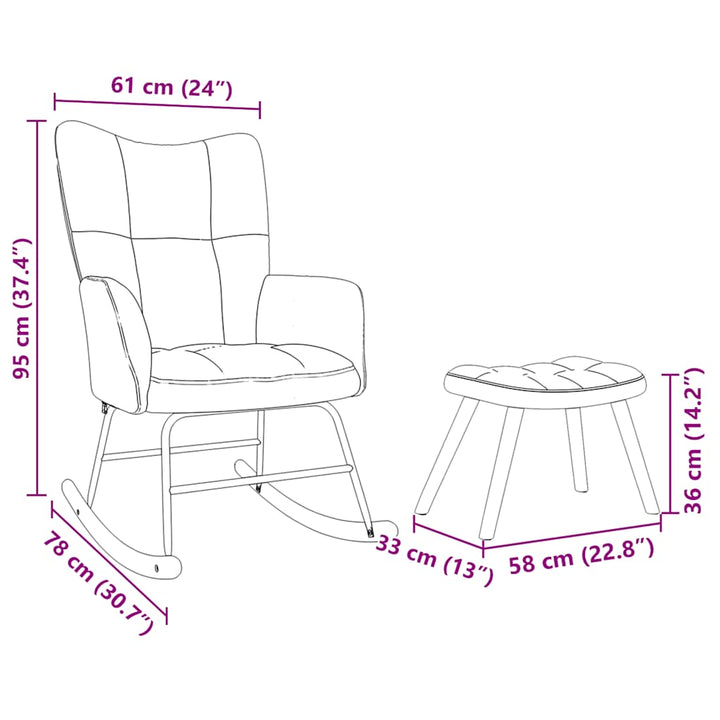 gyngestol med fodskammel stof Mørkegrøn