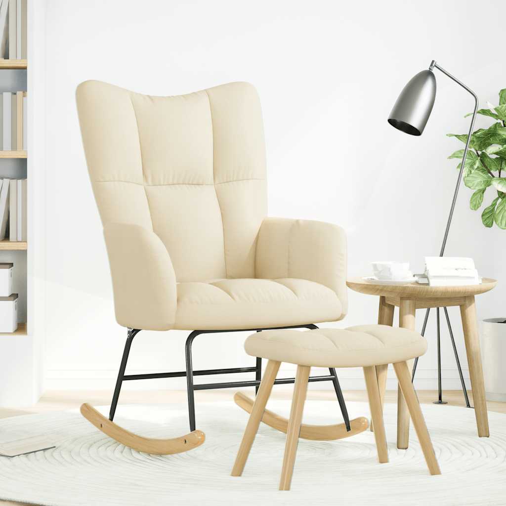 gyngestol med fodskammel stof Cremefarvet