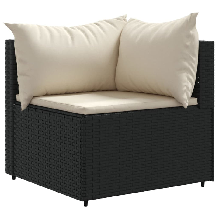 loungesæt til haven 6 dele med hynder polyrattan sort