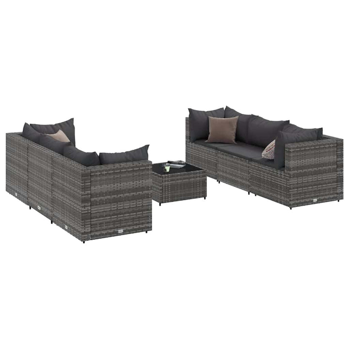 loungesæt til haven 7 dele med hynder polyrattan grå