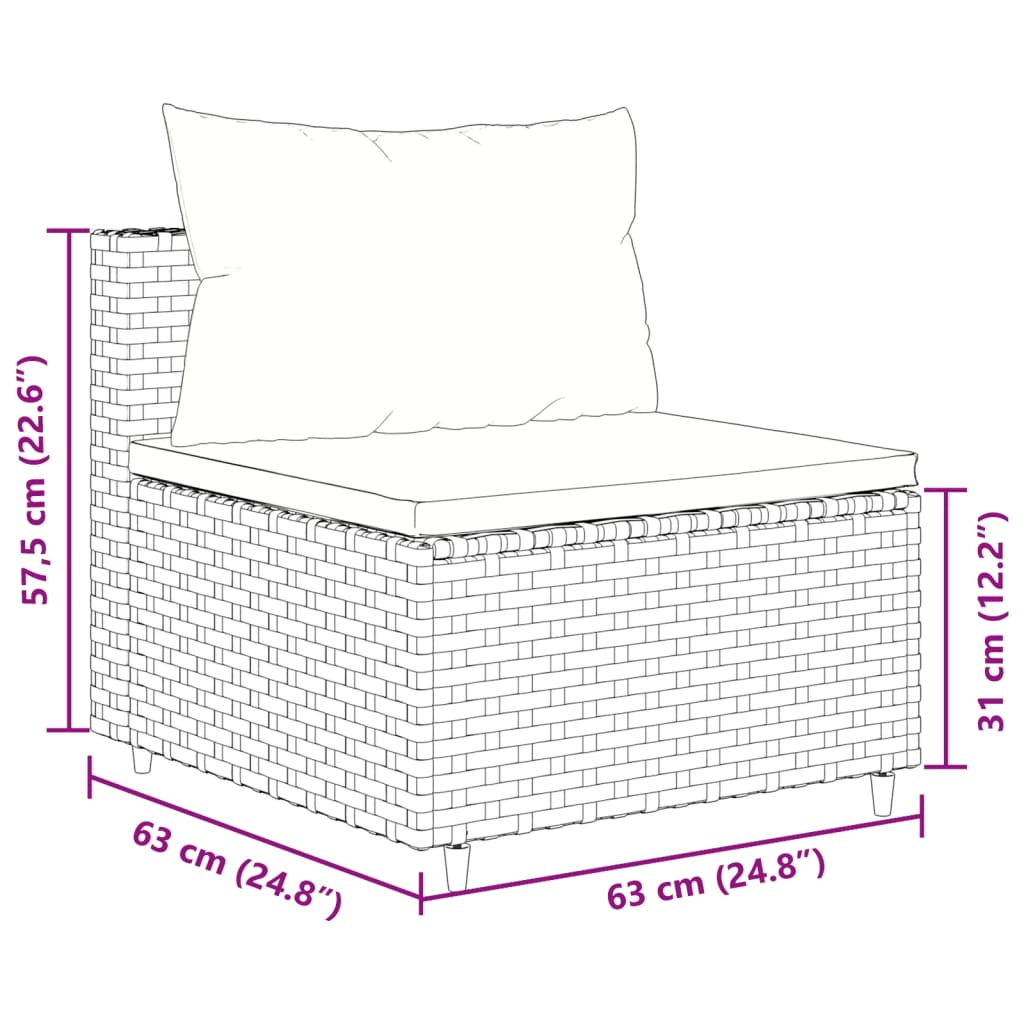 loungesæt til haven 4 dele med hynder polyrattan sort