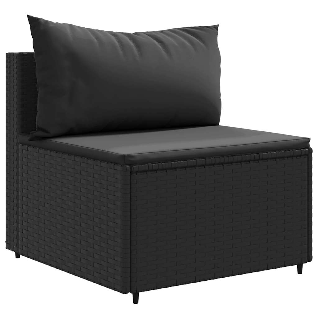 loungesæt til haven 5 dele med hynder polyrattan sort