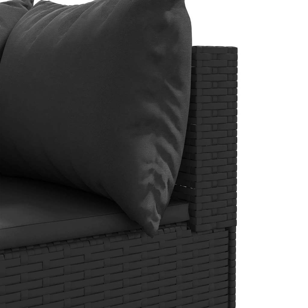 loungesæt til haven 5 dele med hynder polyrattan sort