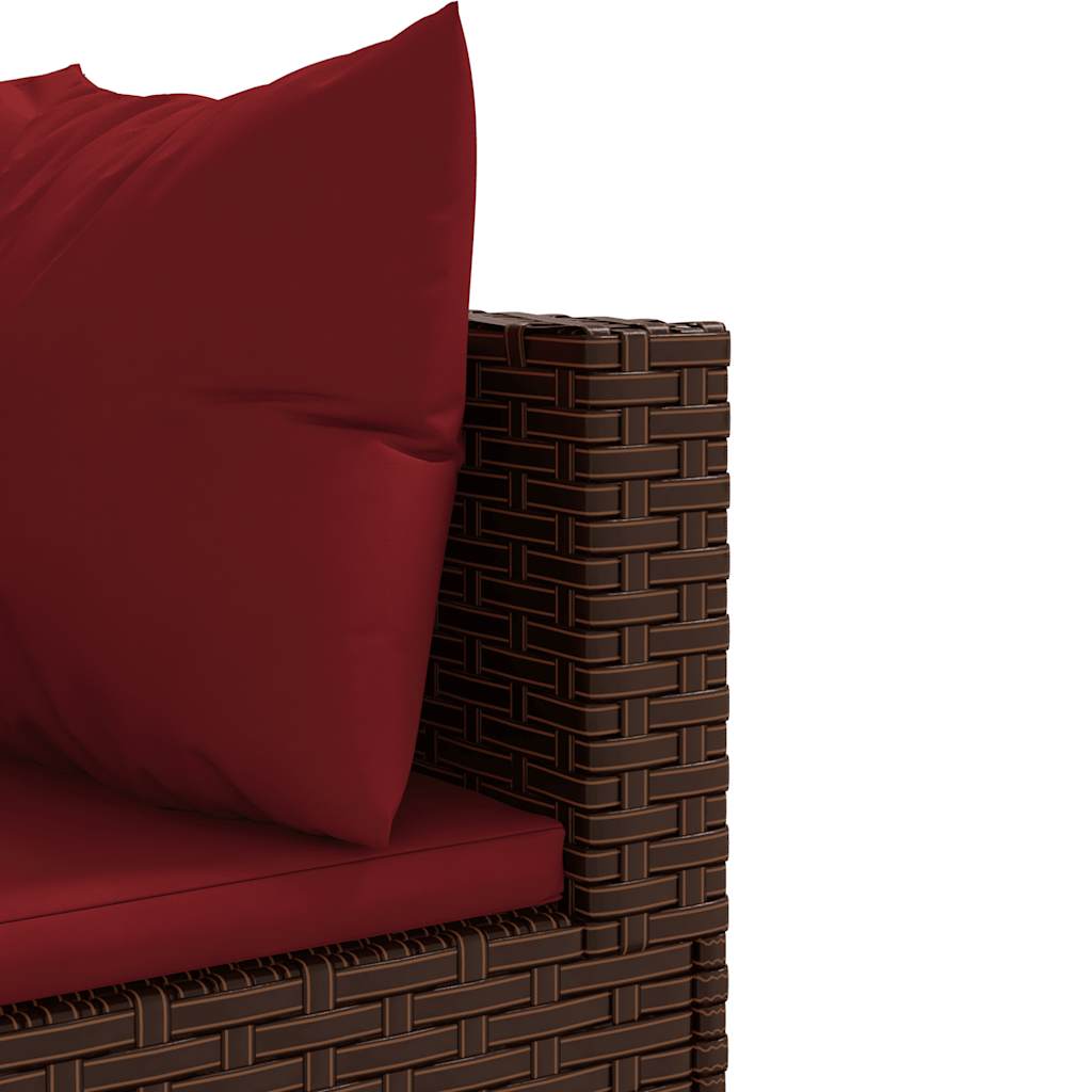 loungesæt til haven 5 dele med hynder polyrattan brun