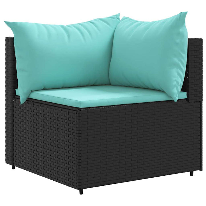 loungesæt til haven 7 dele med hynder polyrattan sort