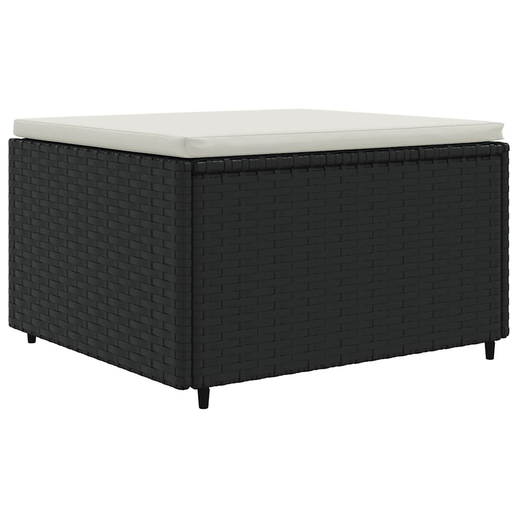 loungesæt til haven 6 dele med hynder polyrattan sort