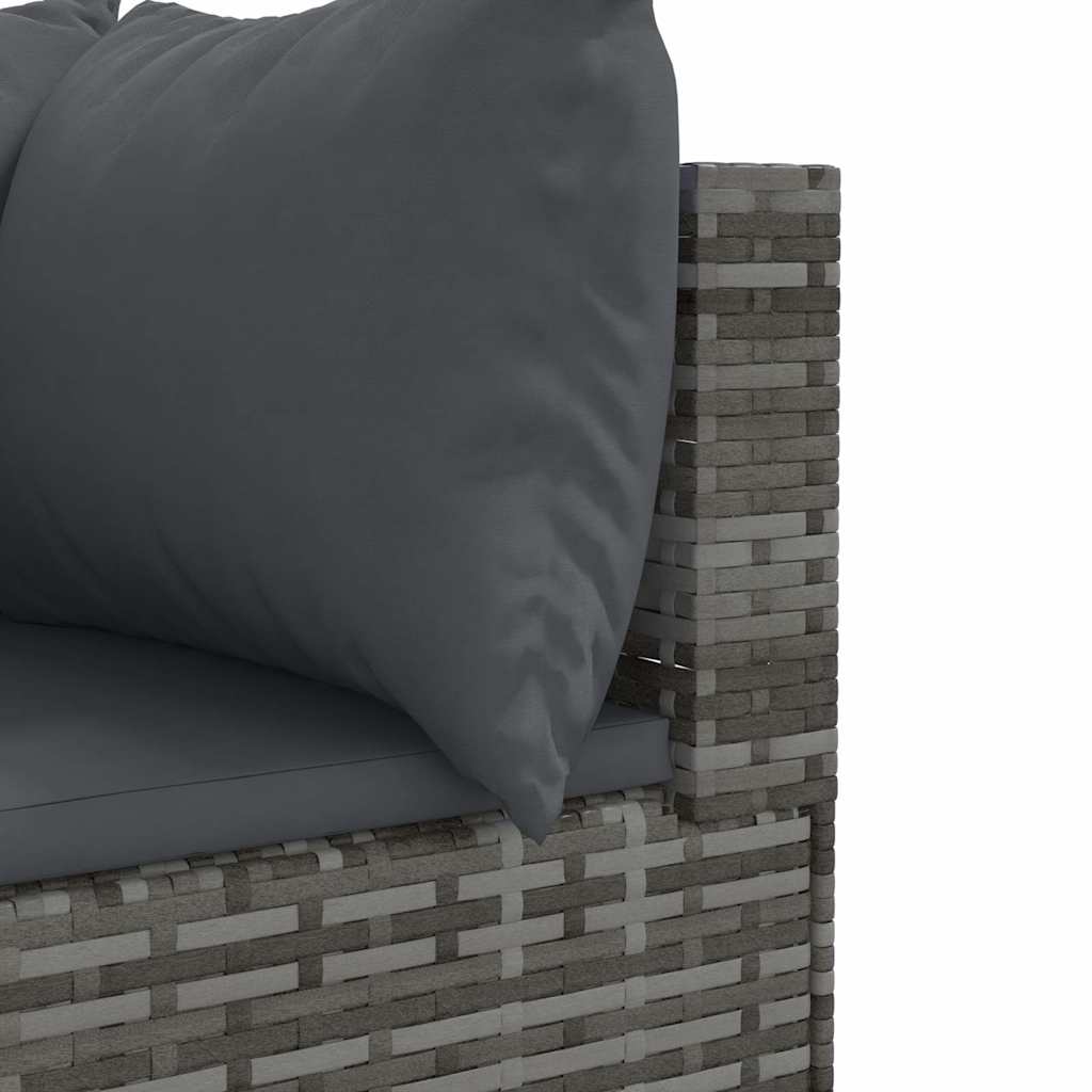 loungesæt til haven 7 dele med hynder polyrattan grå