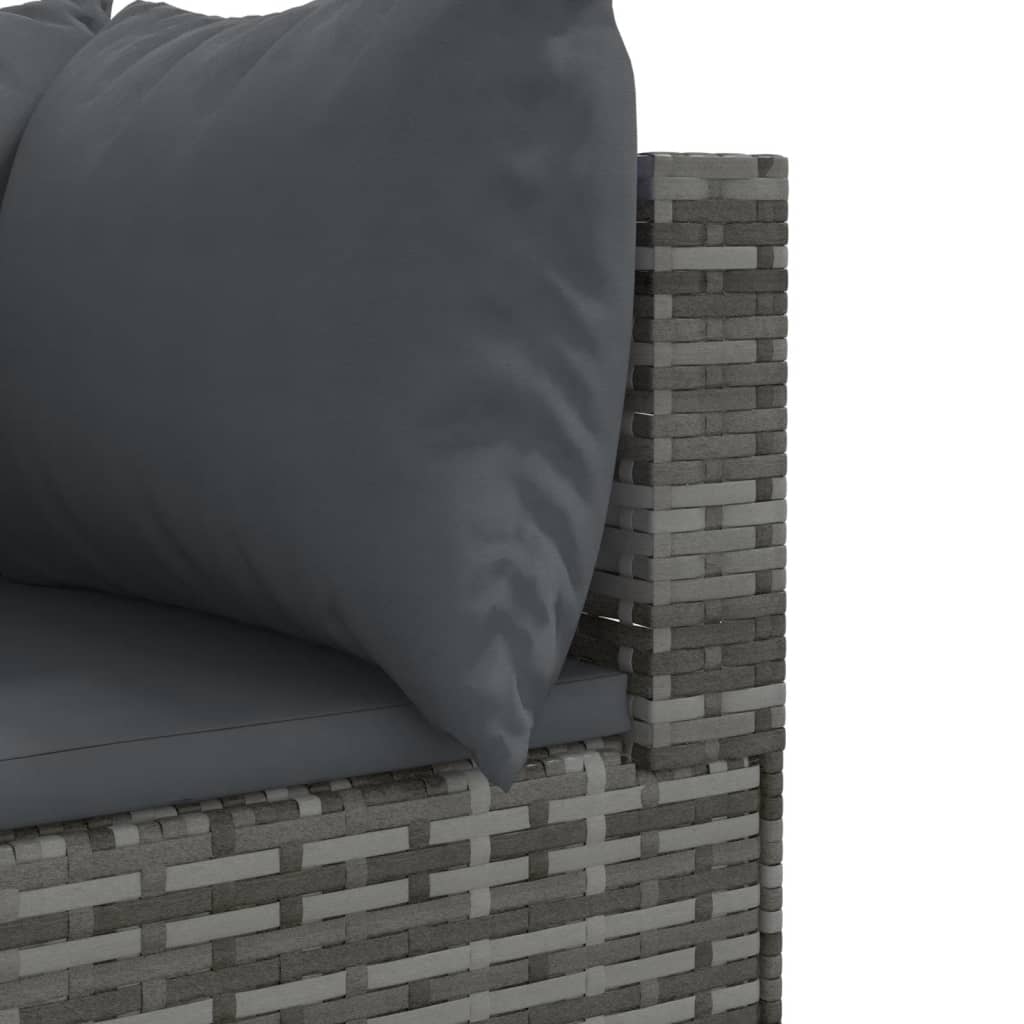 loungesæt til haven 10 dele med hynder polyrattan grå