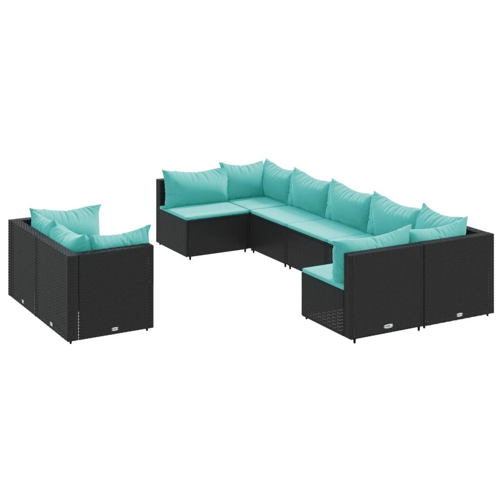 sofasæt til haven 9 dele med hynder polyrattan sort
