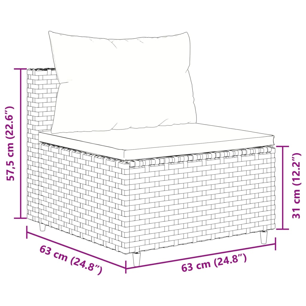 sofasæt til haven 9 dele med hynder polyrattan sort