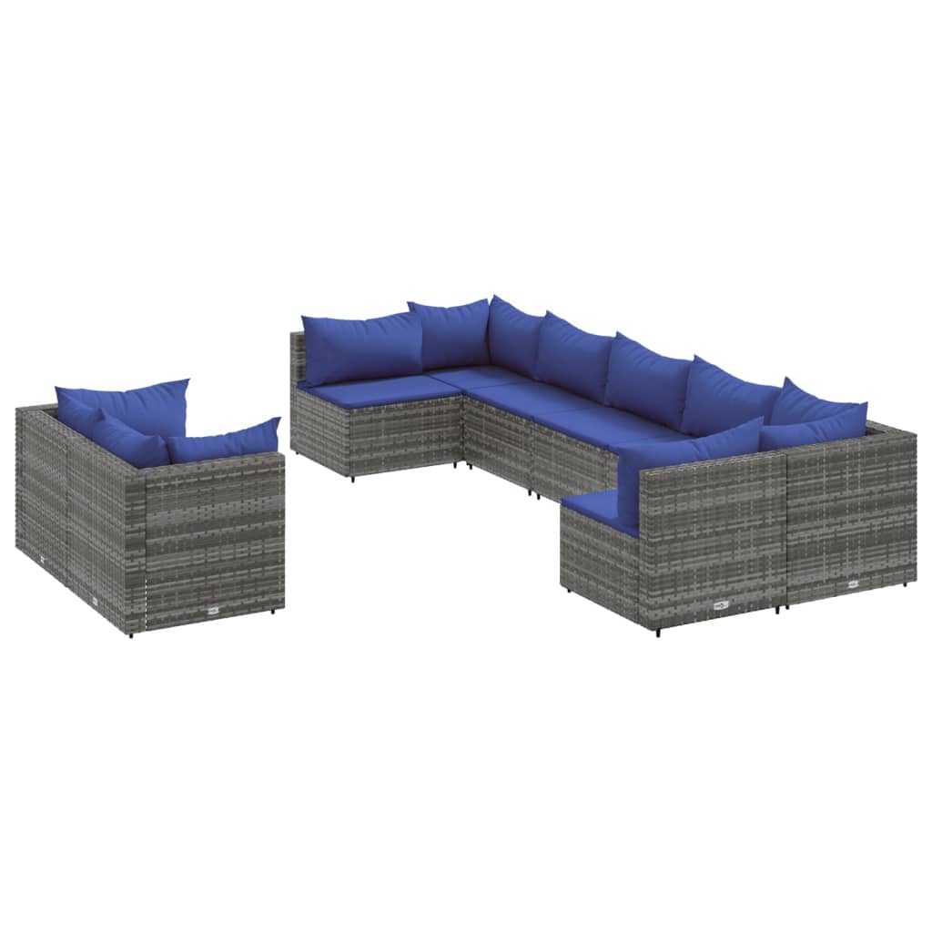 sofasæt til haven 9 dele med hynder polyrattan grå