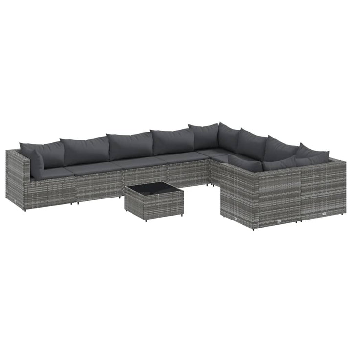 sofasæt til haven 10 dele med hynder polyrattan grå
