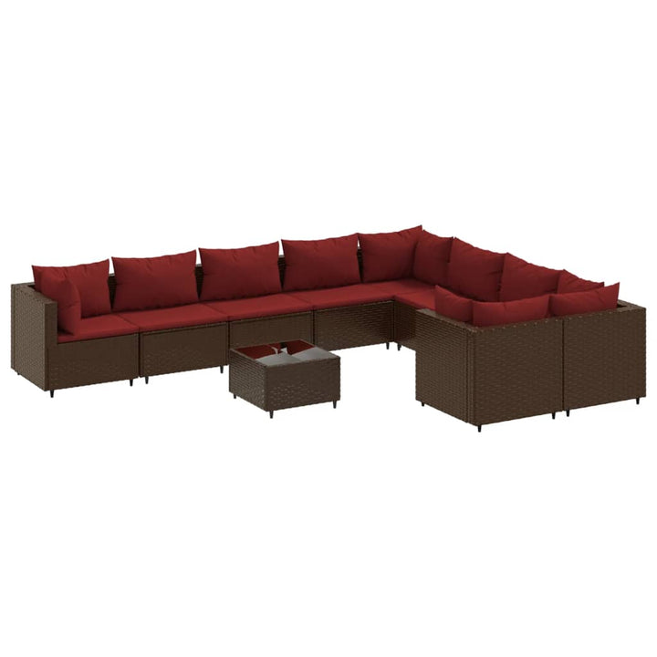 sofasæt til haven 10 dele med hynder polyrattan brun