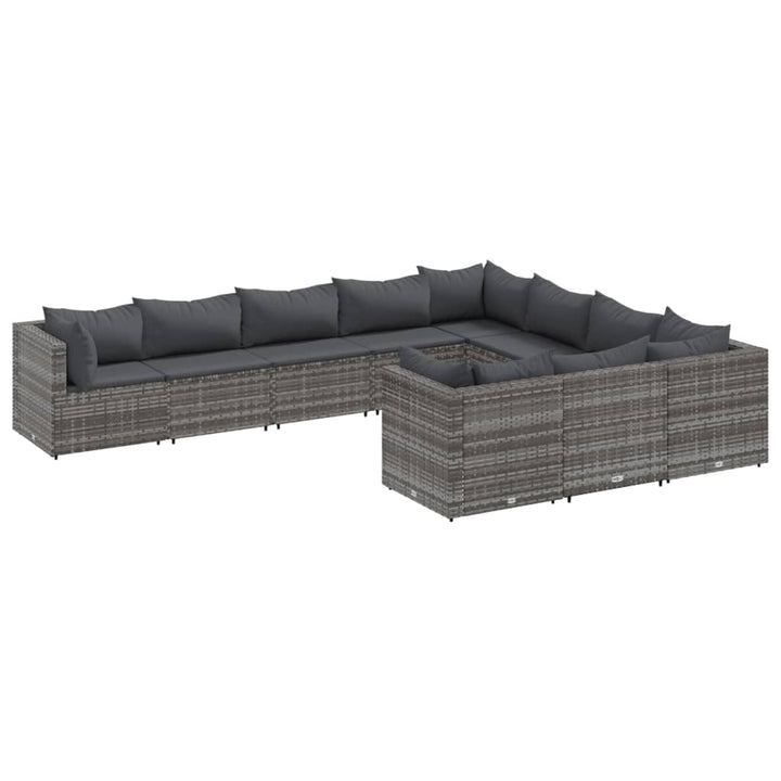 sofasæt til haven 10 dele med hynder polyrattan grå