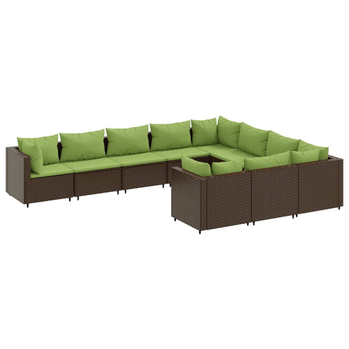 sofasæt til haven 10 dele med hynder polyrattan brun