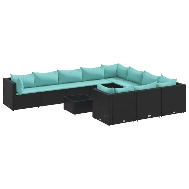 sofasæt til haven 11 dele med hynder polyrattan sort