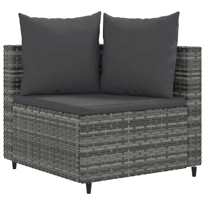 sofasæt 5 dele med hynder polyrattan grå