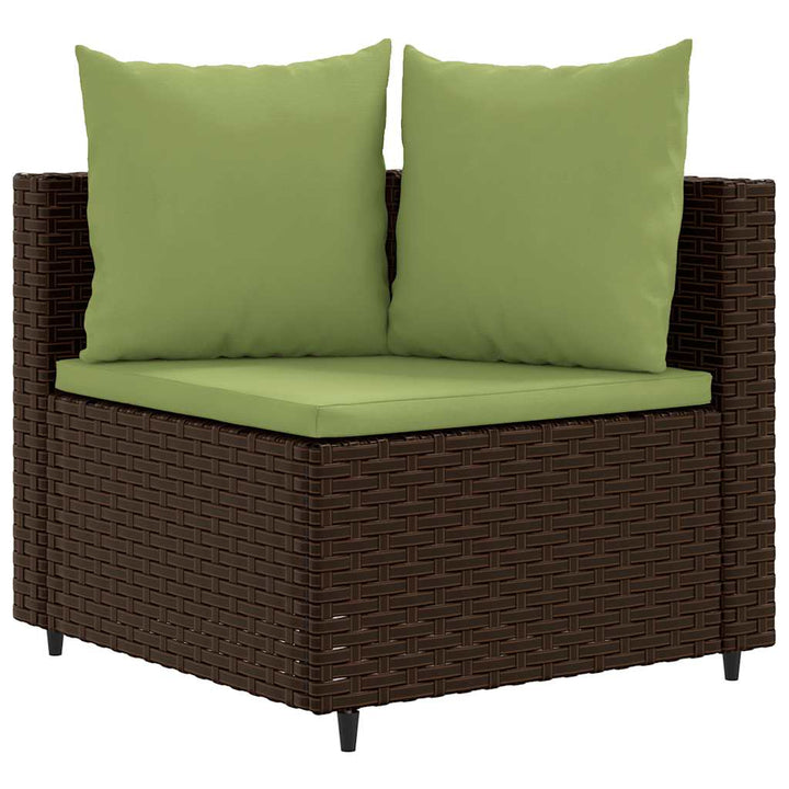 sofasæt til haven 5 dele med hynder polyrattan brun