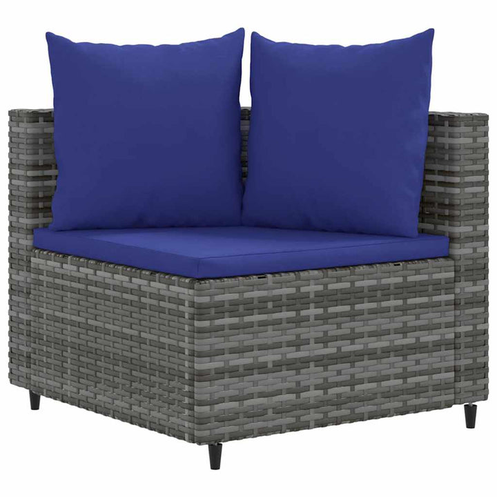 sofasæt 5 dele med hynder polyrattan grå