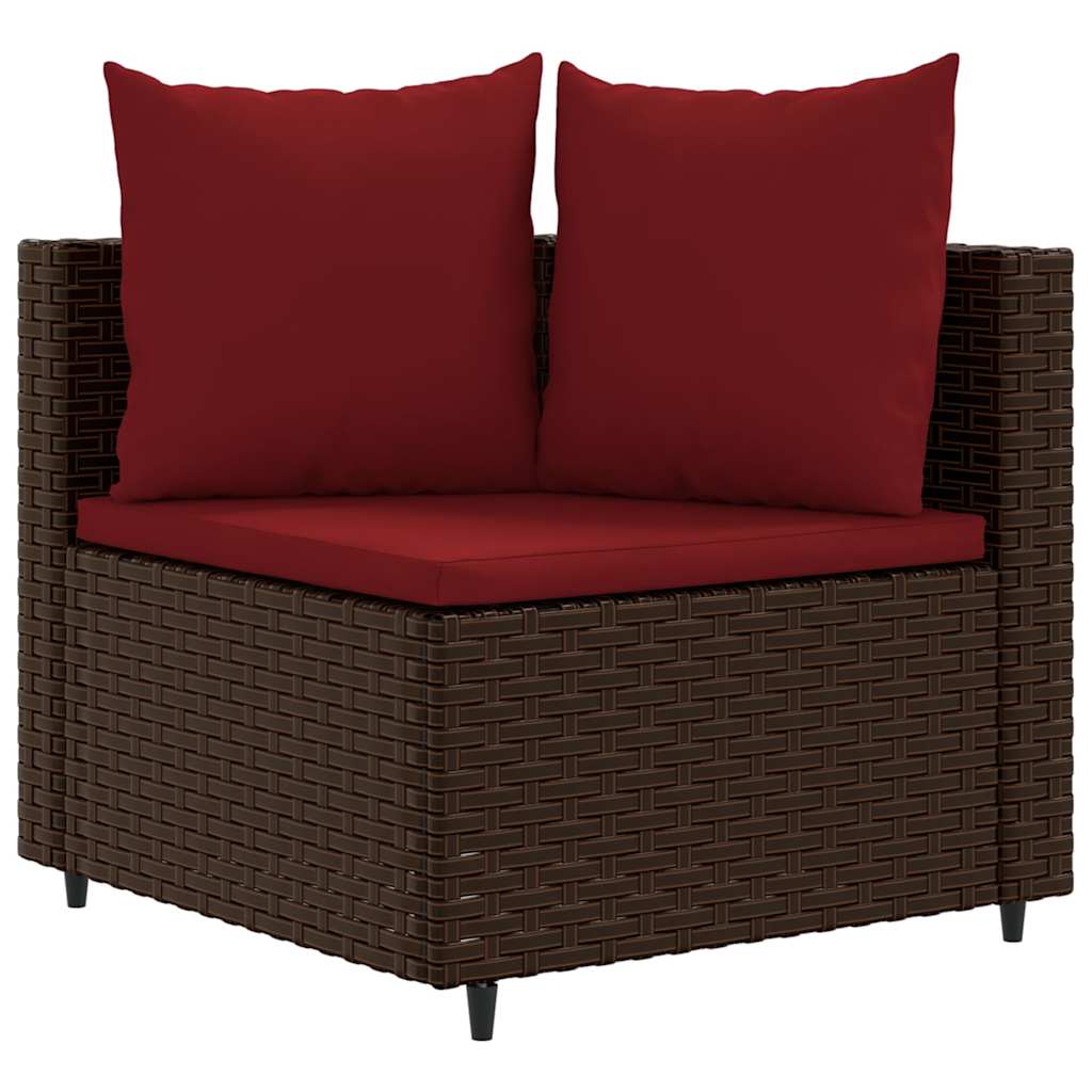 sofasæt til haven 7 dele med hynder polyrattan brun