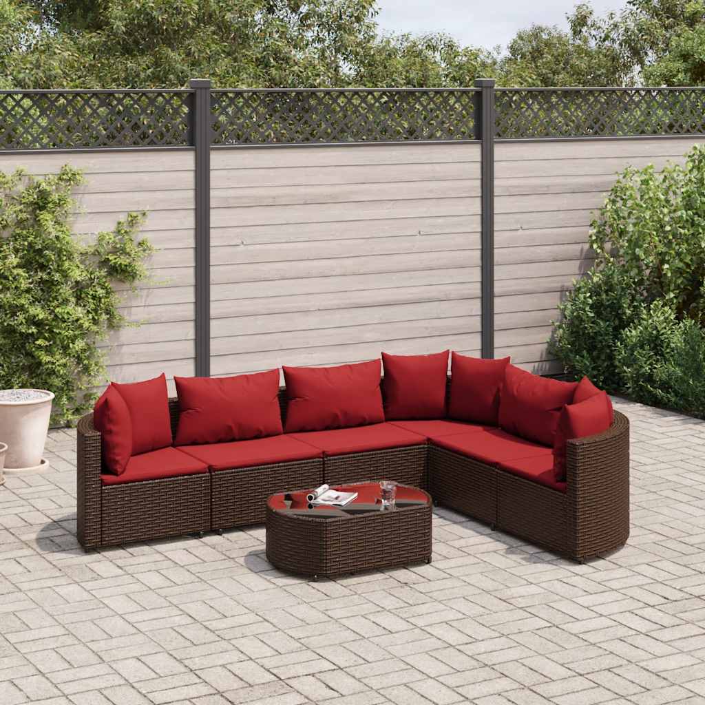 sofasæt til haven 7 dele med hynder polyrattan brun