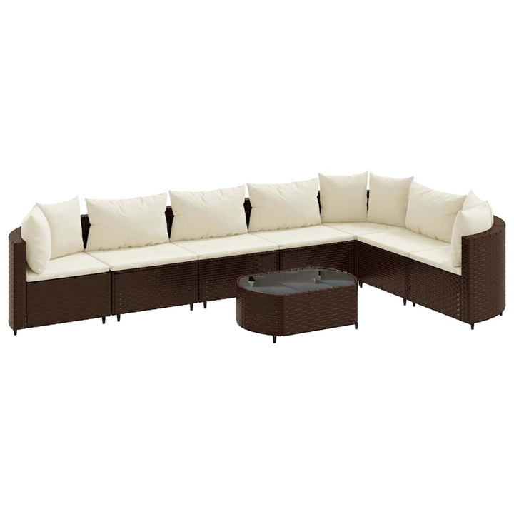 sofasæt til haven 8 dele med hynder polyrattan brun