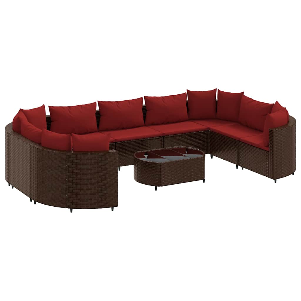 sofasæt til haven 10 dele med hynder polyrattan brun