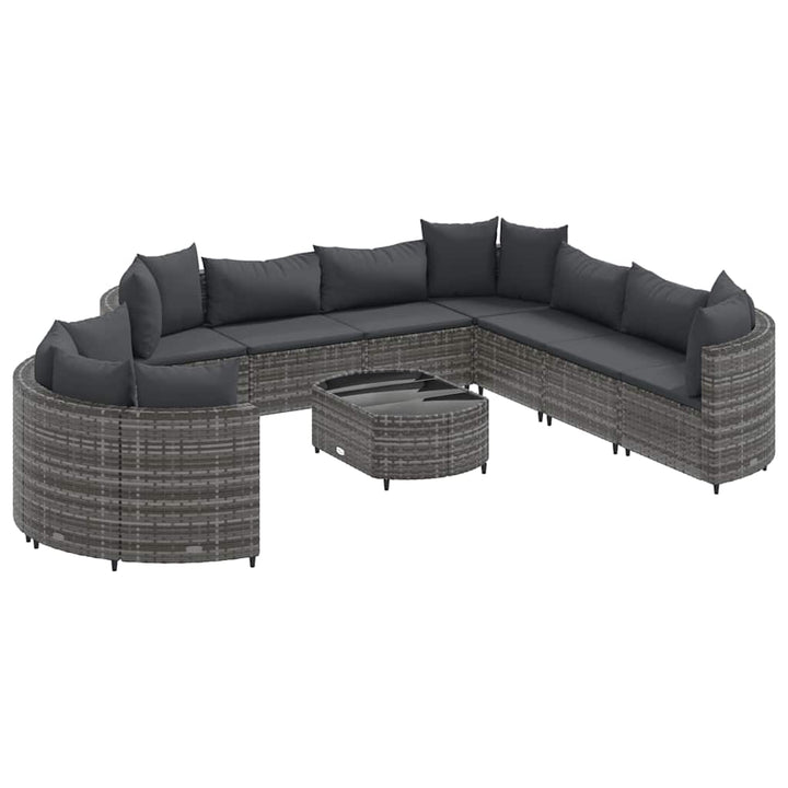 sofasæt til haven 10 dele med hynder polyrattan grå